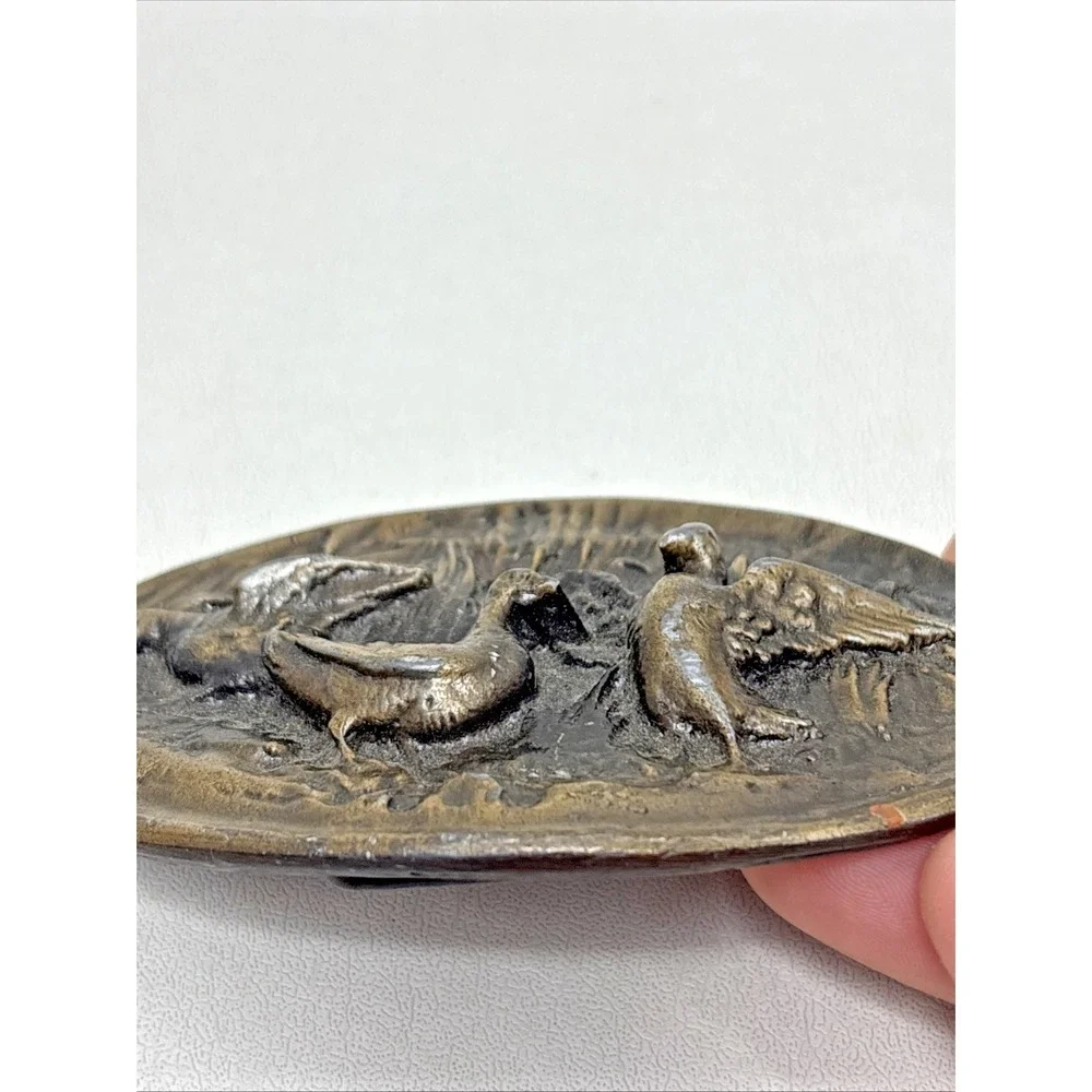 3D Ducks Belt Buckle Waterfowl Western‎ Southwestern Rockabilly Vintage 1970s